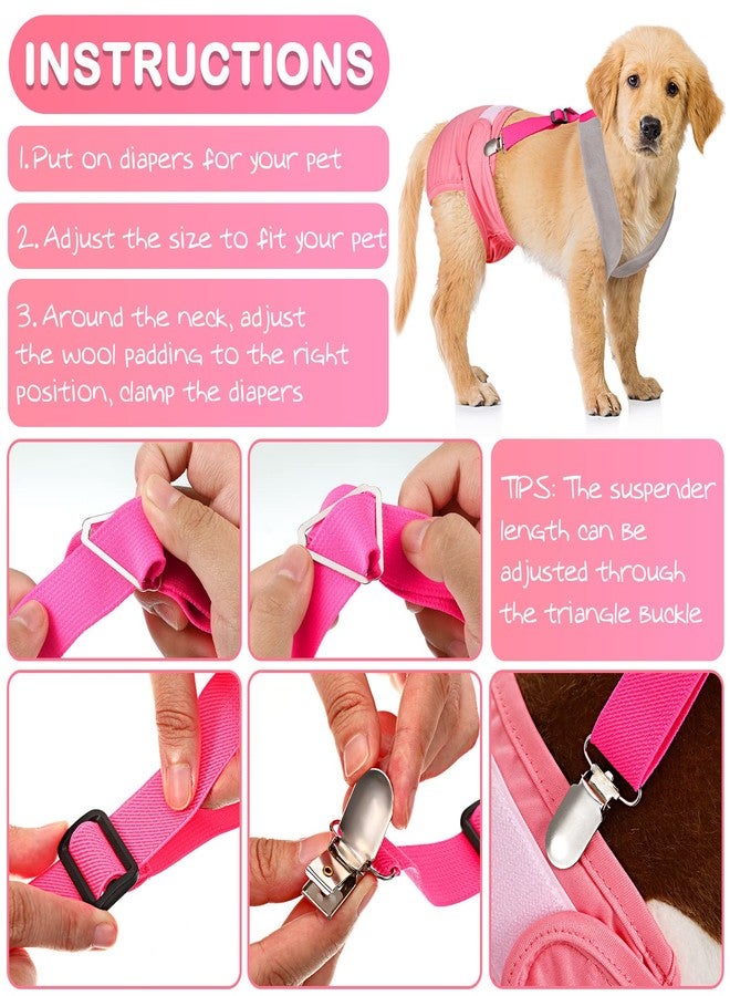 Saintrygo 2 Pcs Dog Suspenders for Diapers Female Male Belly Bands Canine Harness Keep Diaper on Your Pet for Small Medium and Large Dogs(Black, Pink,Medium) - Image 5